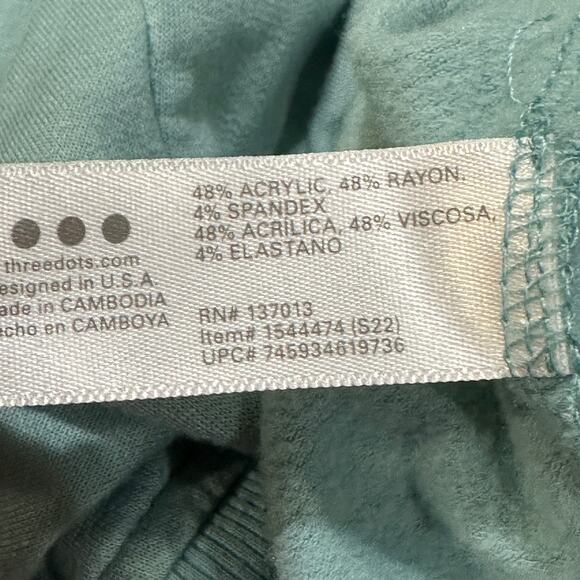 Three Dots Top Size S Green 1/4 Zip Pullover Athleisure Lightweight Minimalist - Picture 7 of 7